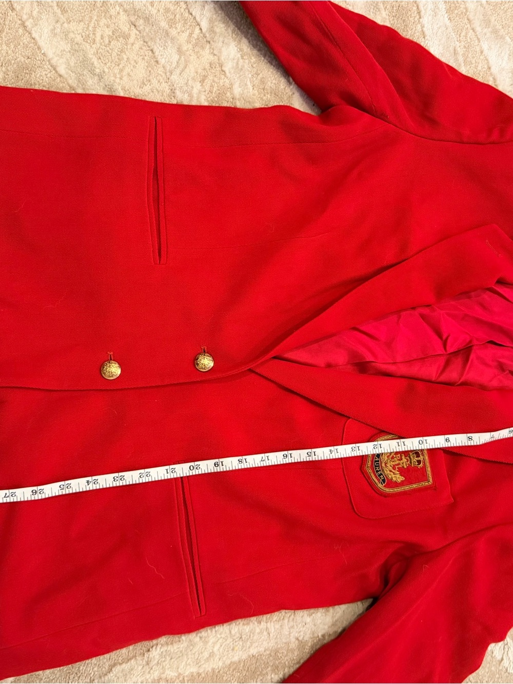 Vintage Ralph Lauren Red Embroidered Crest Blazer with Gold Buttons - Picture 7 of 10